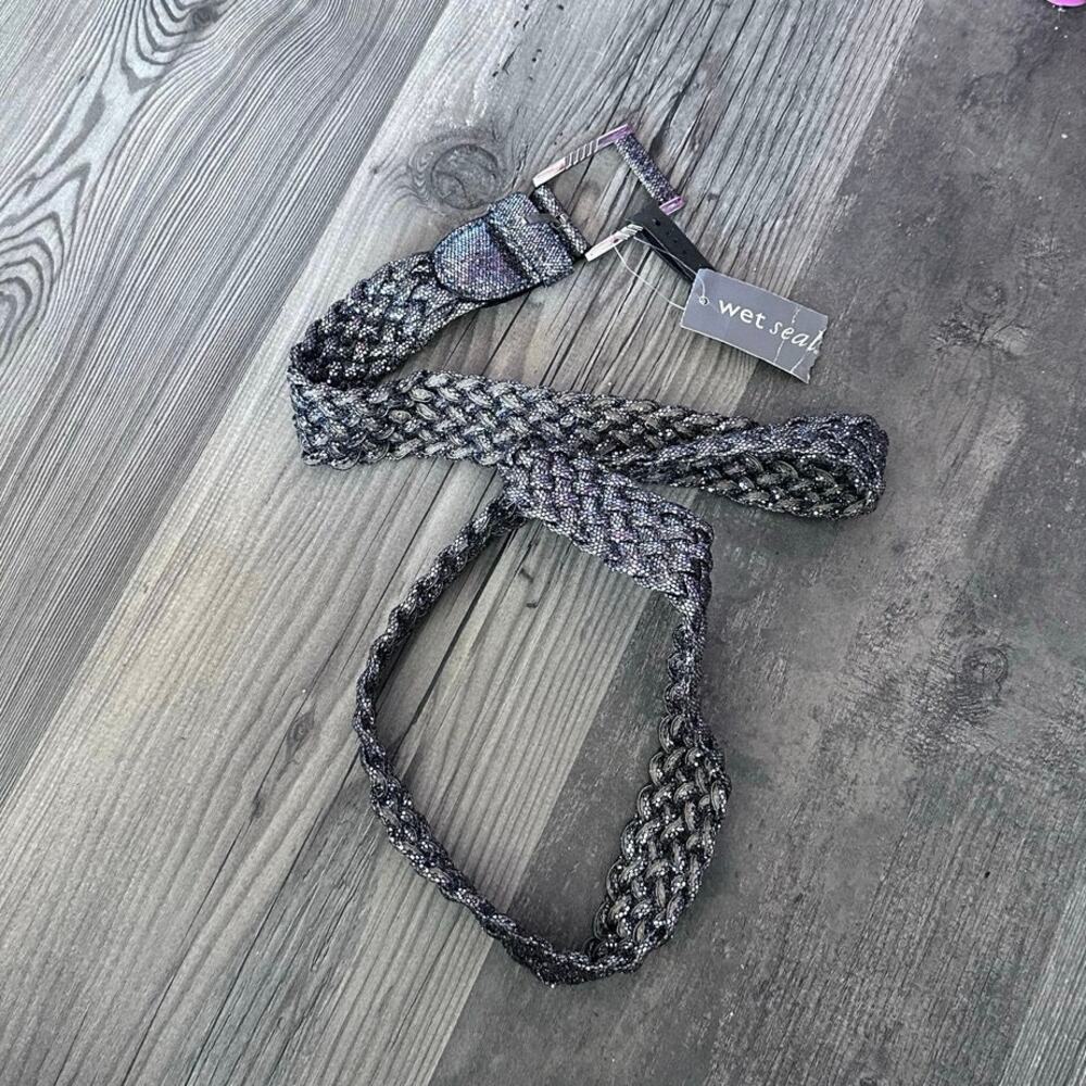 Vintage wet seal gray sequin rope belt